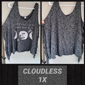 Women’s 1X Tank Top, Black/Gray, Frill Design